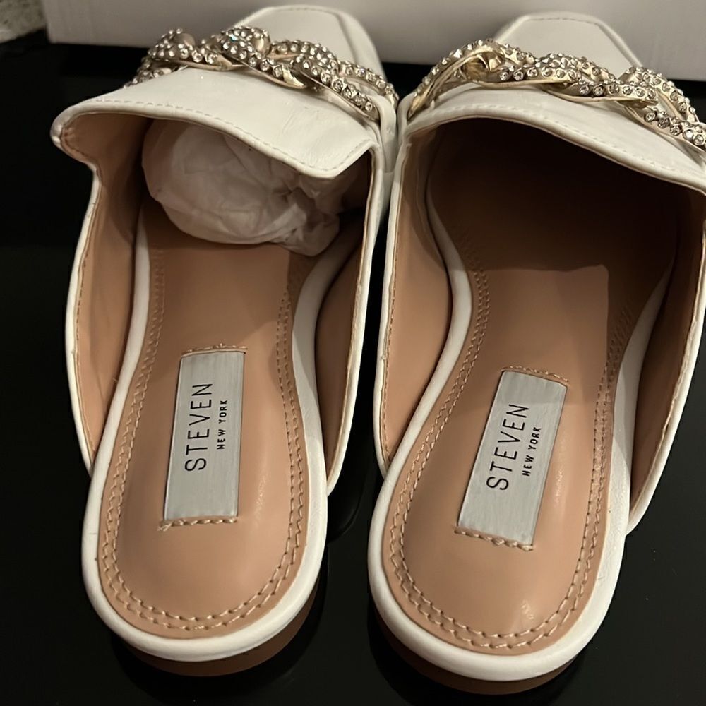 NWT Steven by Steve Madden rhinestone embellished chain mules 7 - Picture 4 of 7